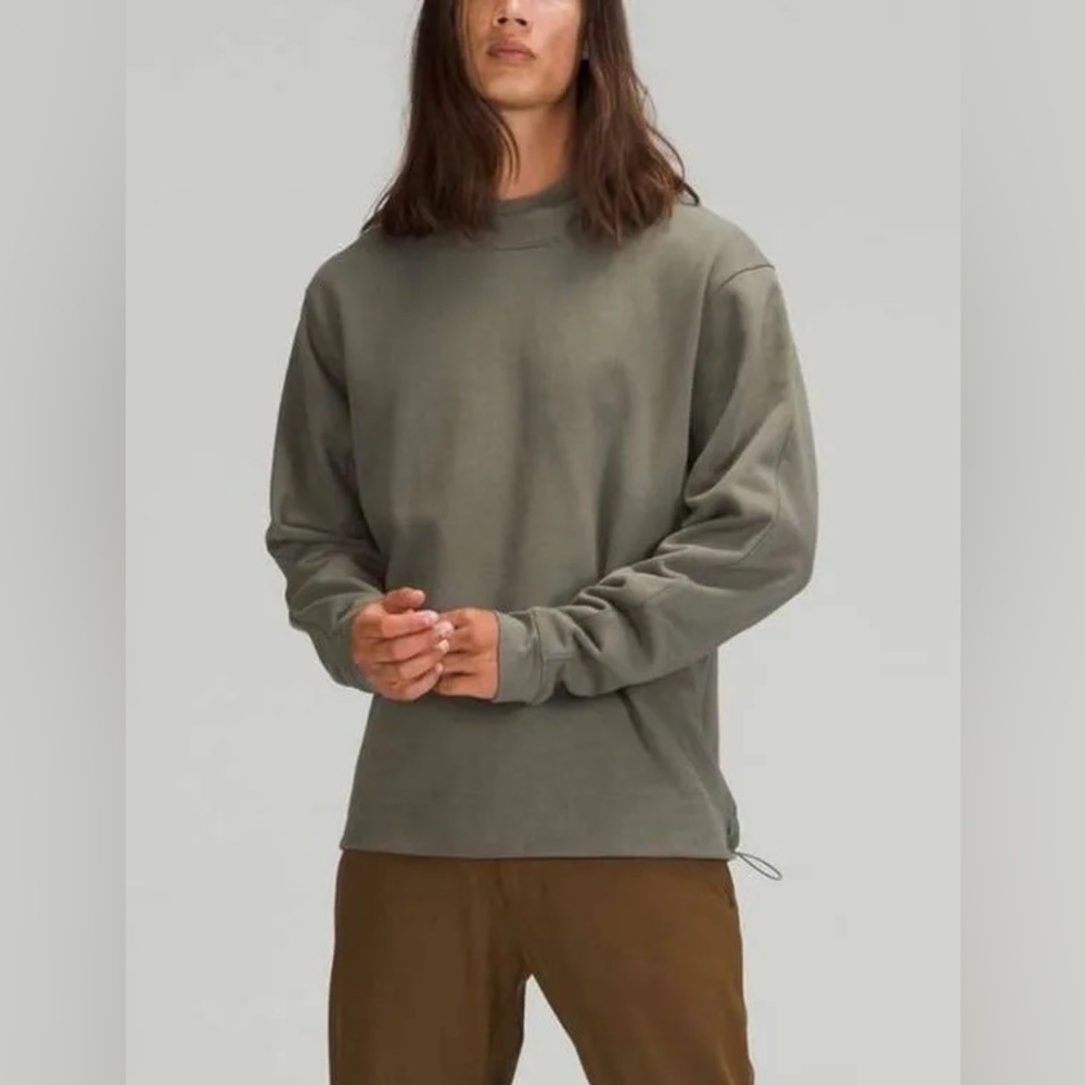 Lululemon hoodie with side drawstring and zip pocket in green-grey SMALL